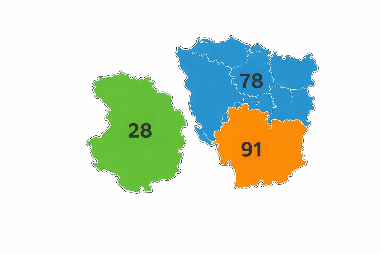 Carte des zones d’intervention ISOLYA en Eure-et-Loir, Yvelines, Essonne et Loiret